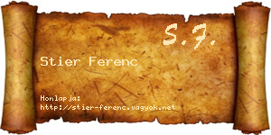 Stier Ferenc névjegykártya